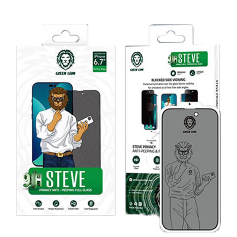 گلس گوشی اپل iPhone 14 pro گرین لاین 9H حریم خصوصی مدل steve گلس گوشی اپل iPhone 14 pro گرین لاین 9H حریم خصوصی مدل steve