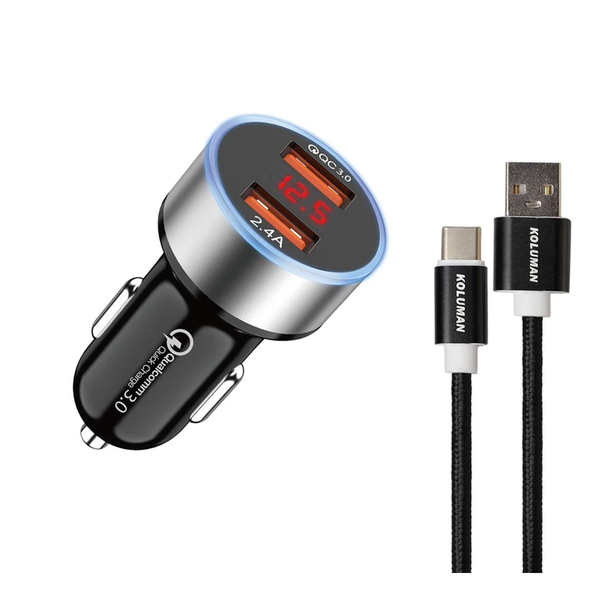 شارژر فندکی کلومن مدل KC-C06 به همراه کابل Type-C شارژر فندکی کلومن مدل KC-C06 به همراه کابل Type-C
